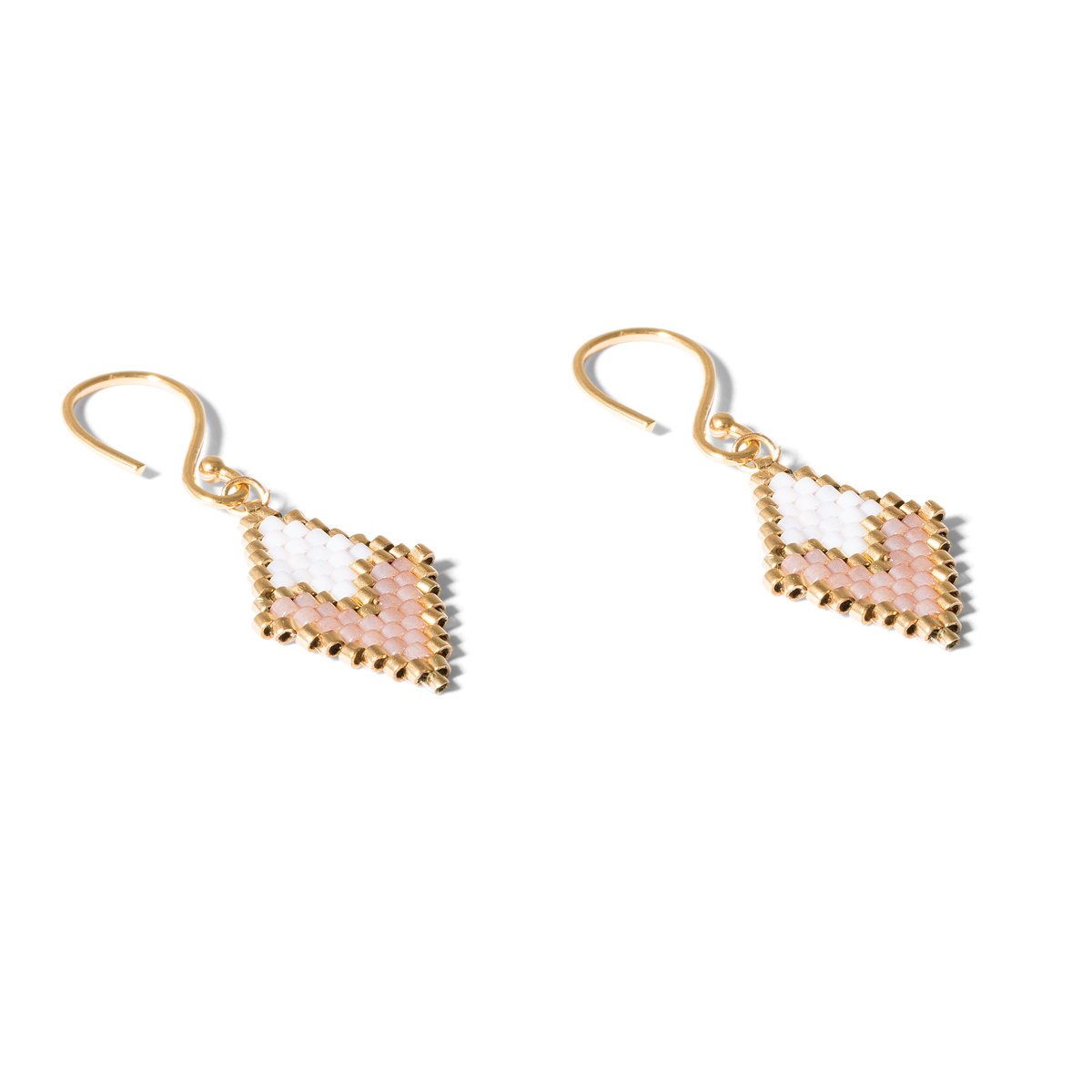 Gold rhombus beaded earrings g