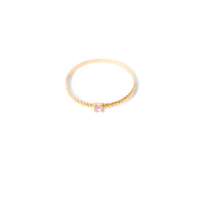 Gold ring with a single pink gem g