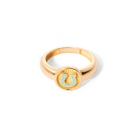 Gold ring with enamel G
