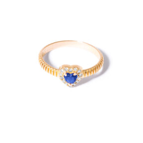 Gold ring with navy blue g