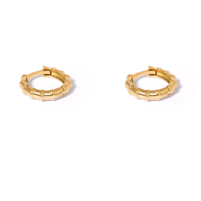 Grooved gold hoop earrings g