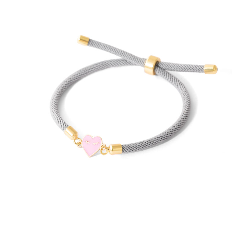 Heart enamel woven gold bracelet g
