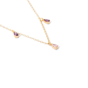 Purple drop gold necklace g