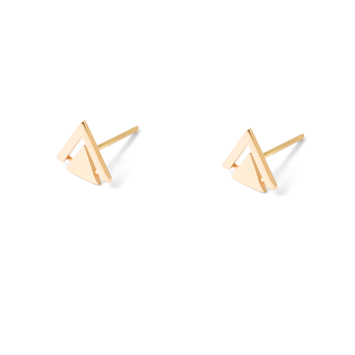 Threedimensional triangle gold earrings G