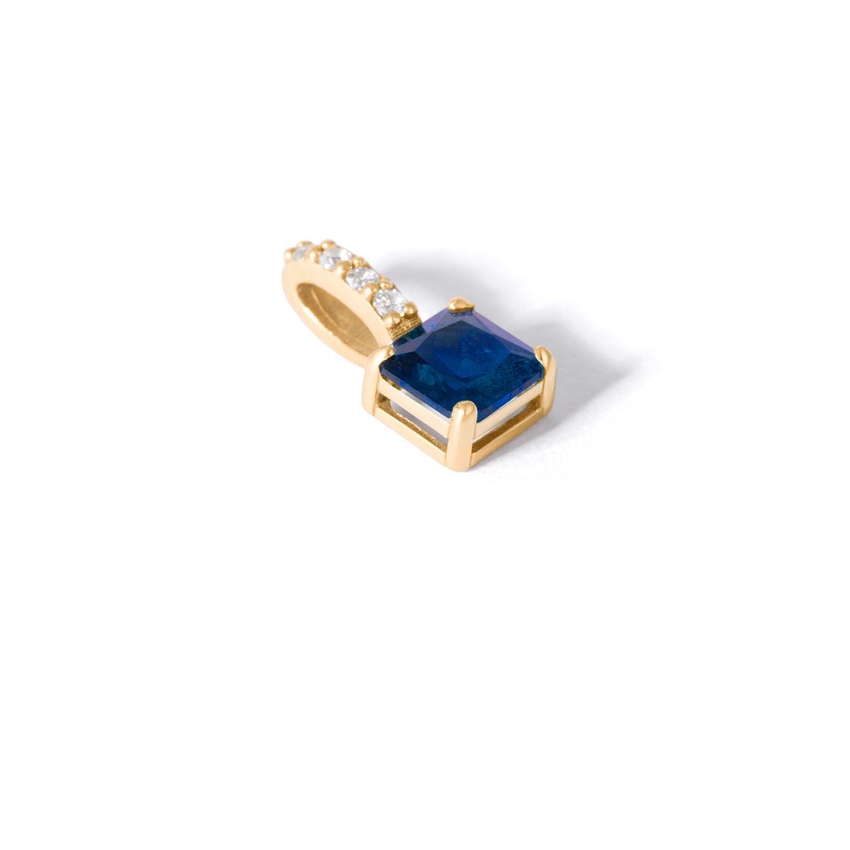 Rira gold pendant navy blue square g