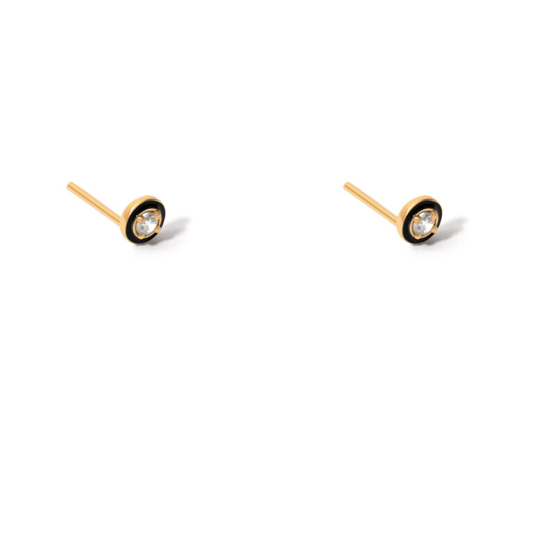 Single Luna enamel gold earrings g