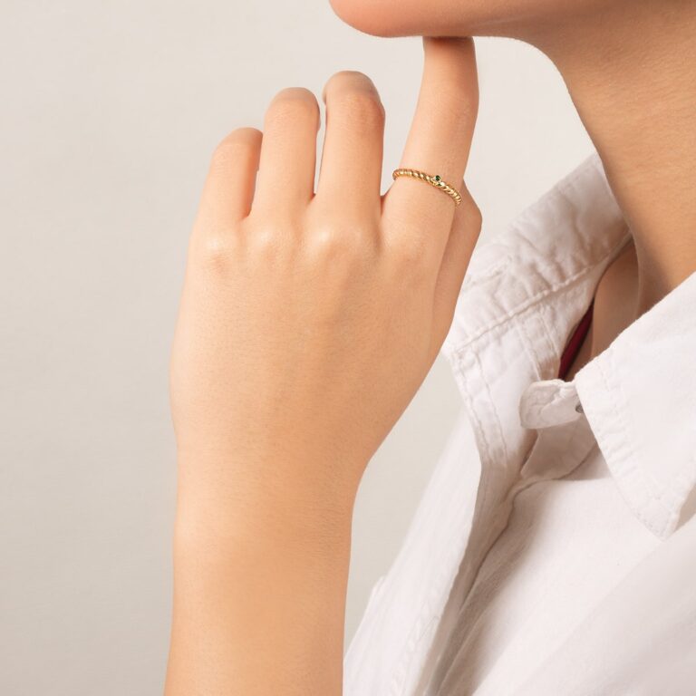 انگشتر طلا پیچ تک لونا سبز - تصویر 3