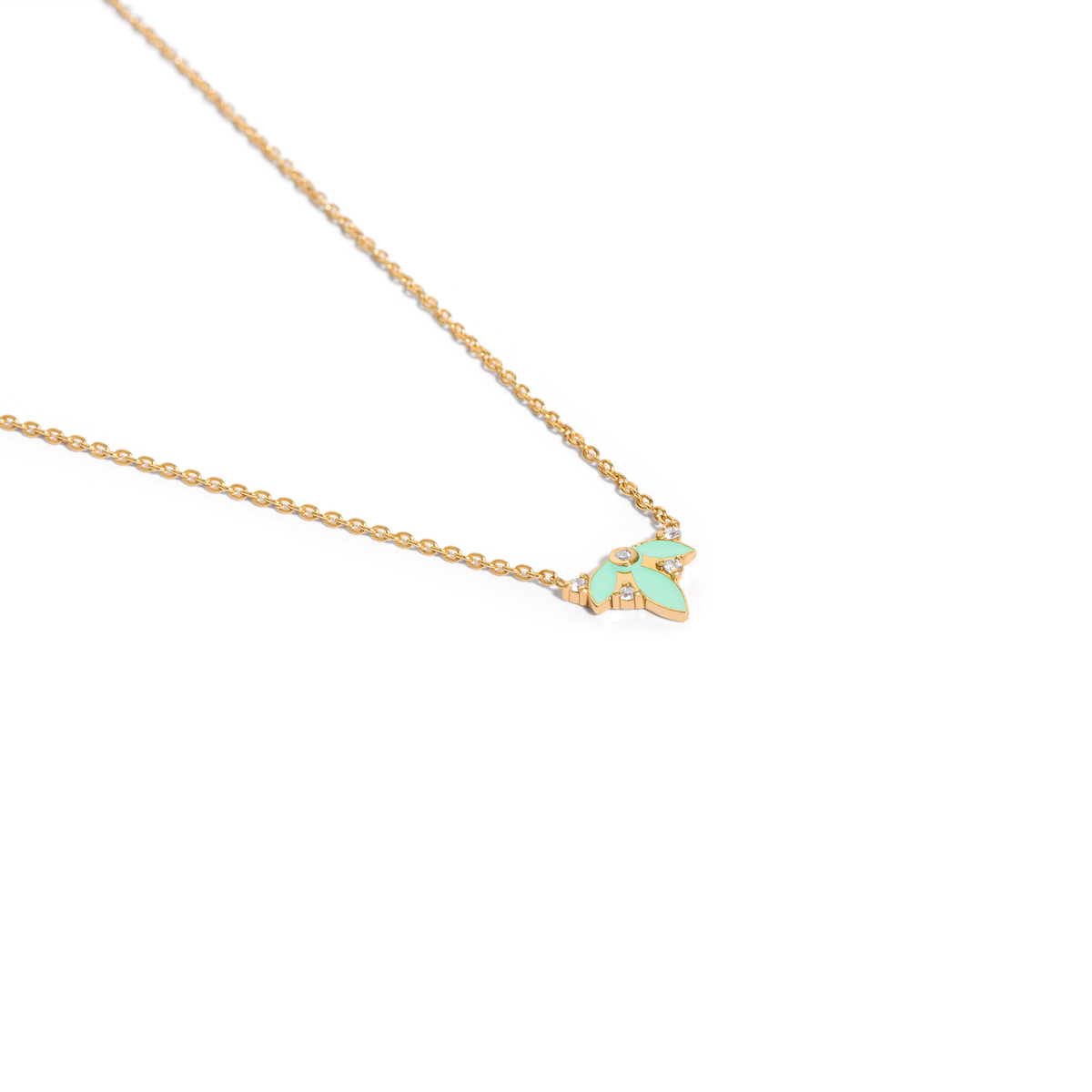 Aronia flower enamel gold necklace g