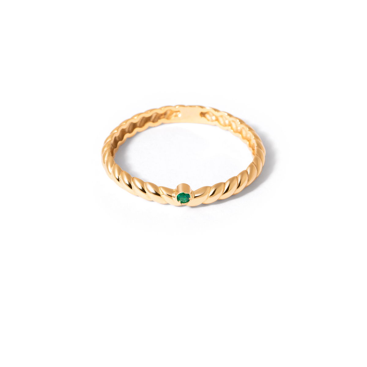 Gold ring with a green screw single luna g