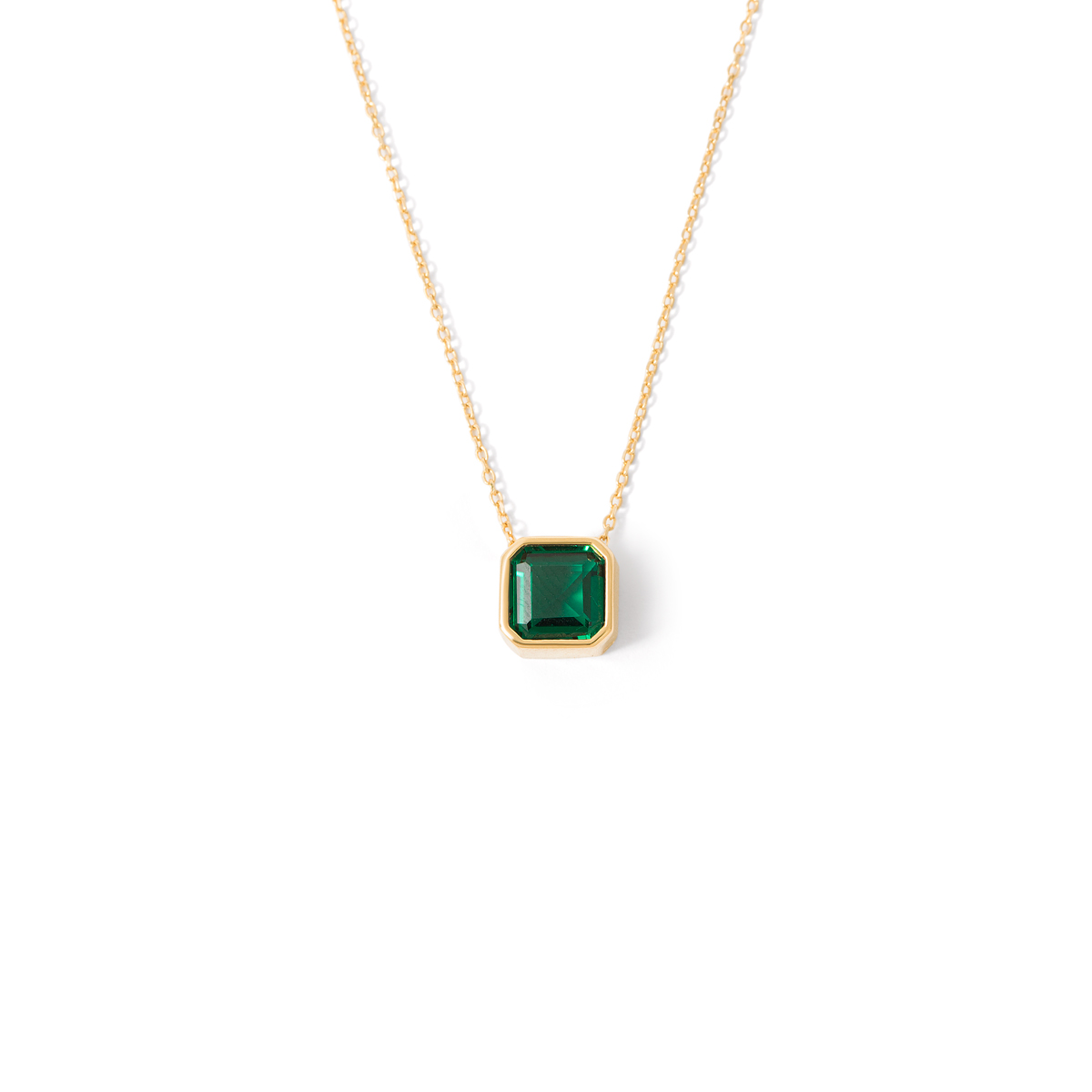 Green single gem gold necklace g