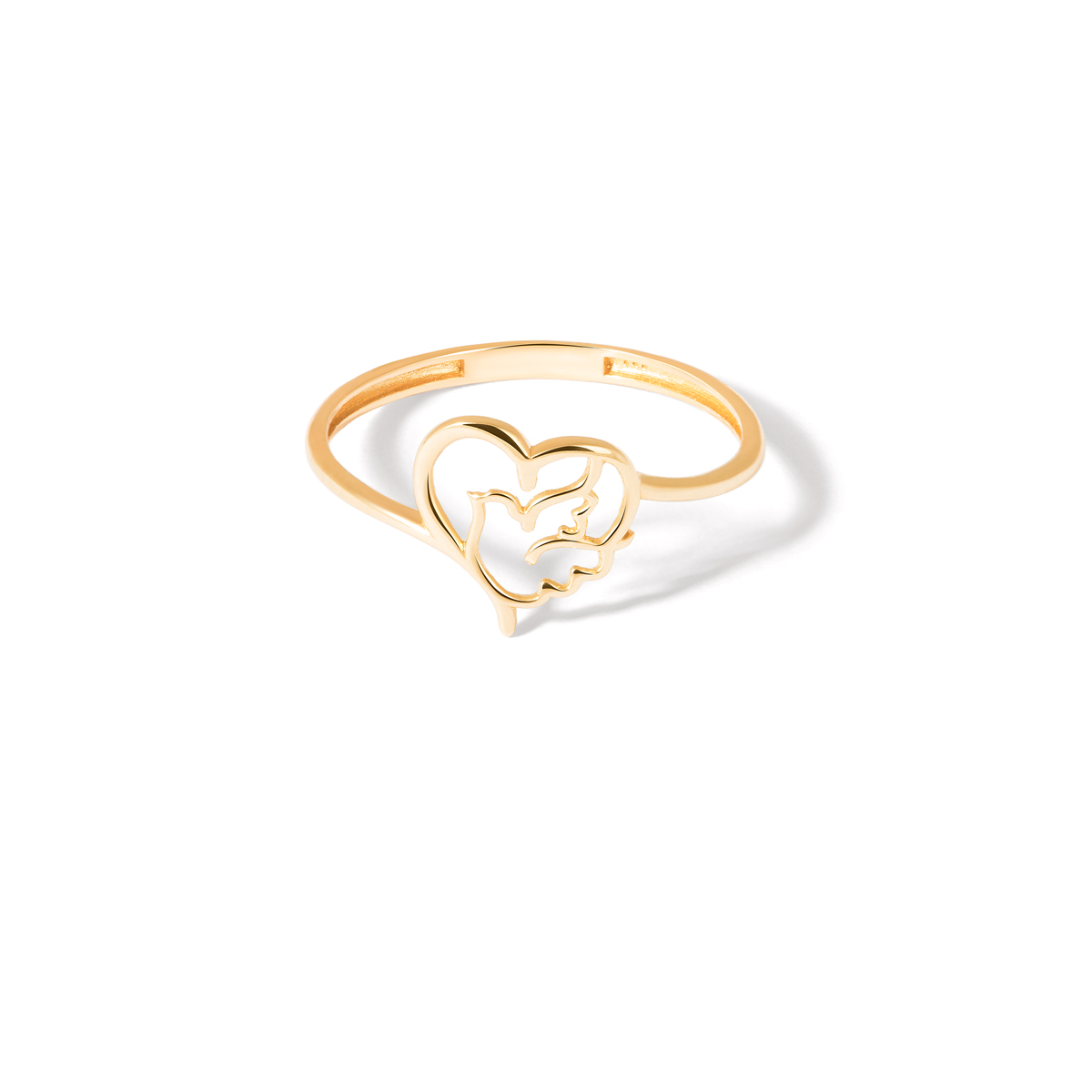 Heart and bird gold ring g