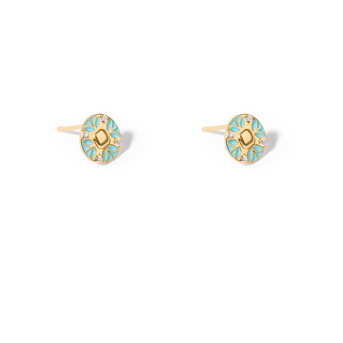 Katalia flower enamel gold earrings g