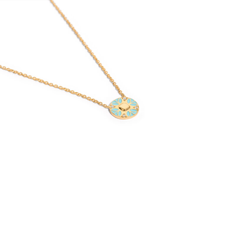 Katalia flower enamel gold necklace g