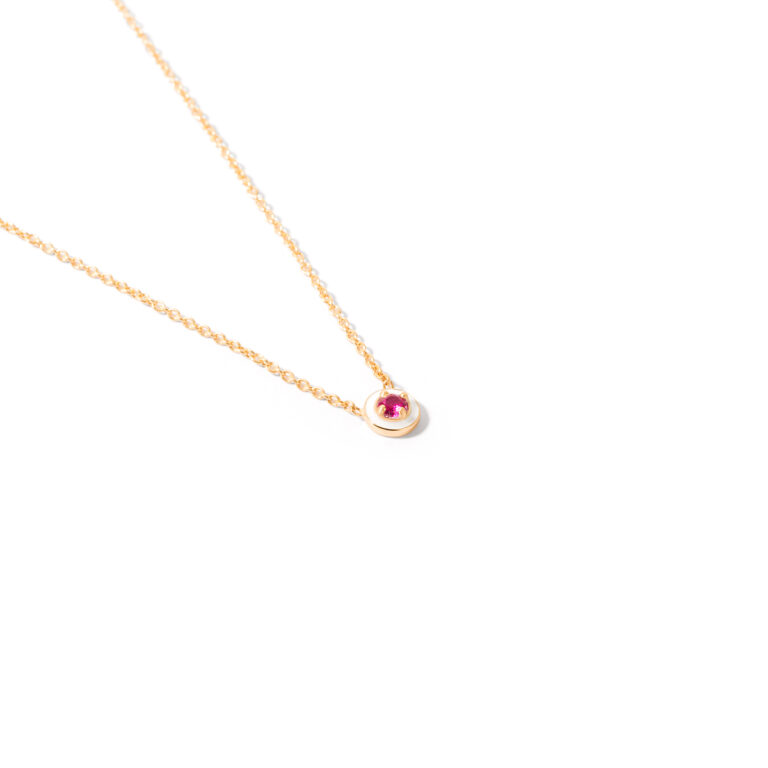 Single Luna enamel gold necklace g