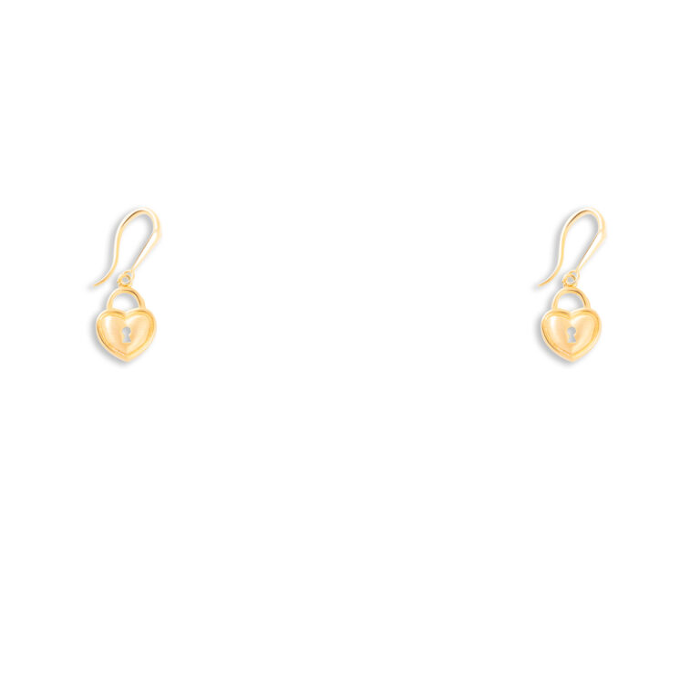 گوشواره طلا عصایی قلب و قفل