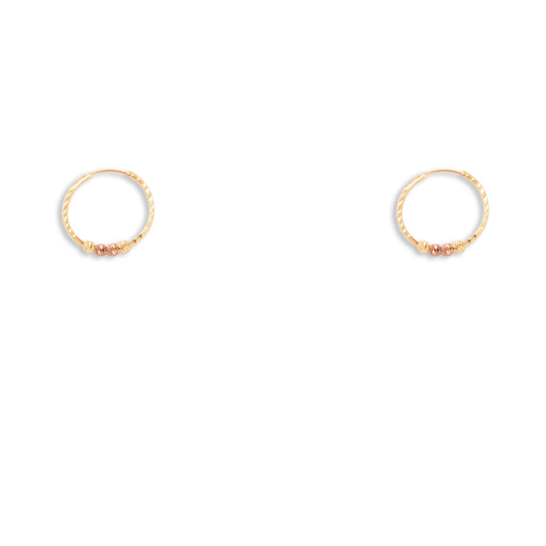 گوشواره طلا حلقه گوی دو رنگ