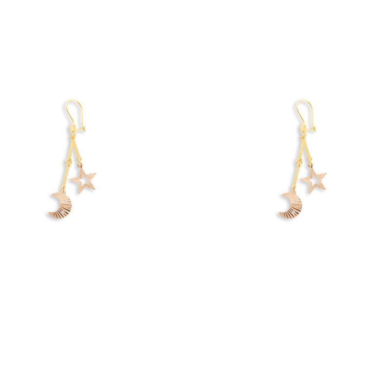 گوشواره طلا عصایی ماه و ستاره