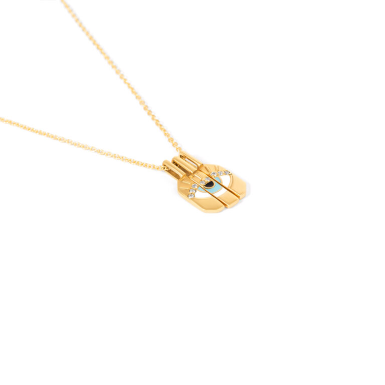 Eye enamel gold necklace g