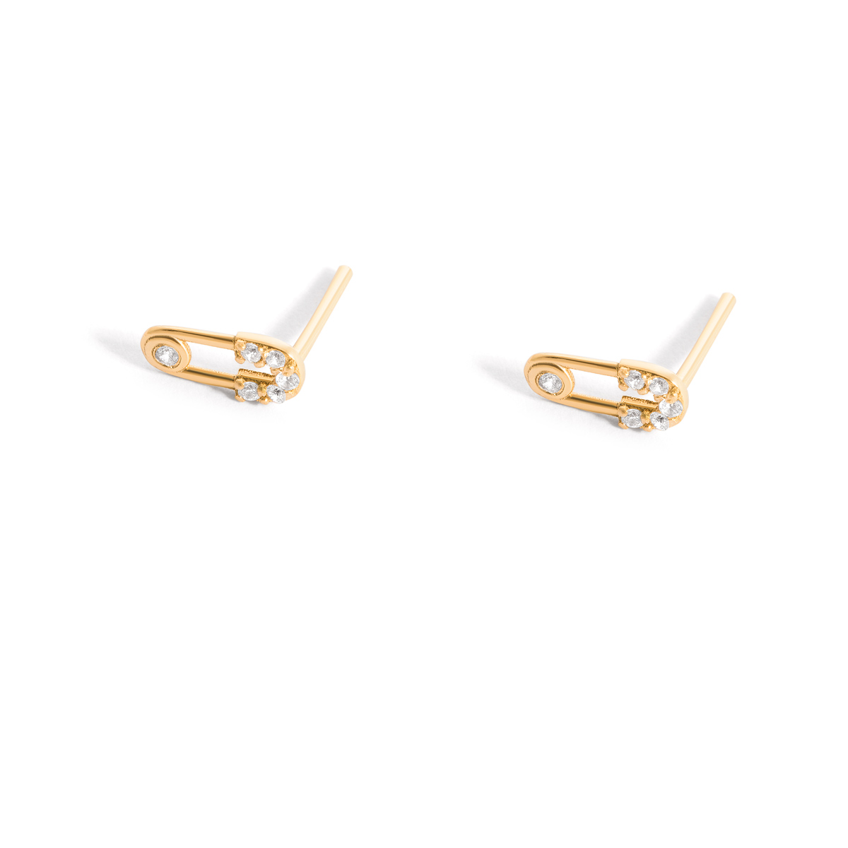 Gold earrings with a lock pin g