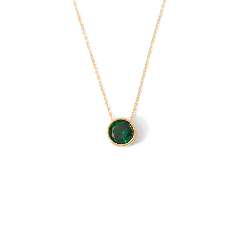 Gold necklace with green Narmala circle g