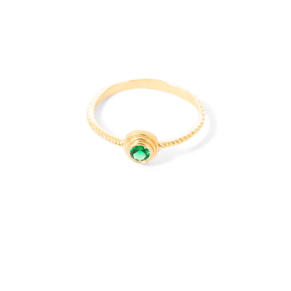 Green single gem gold ring g