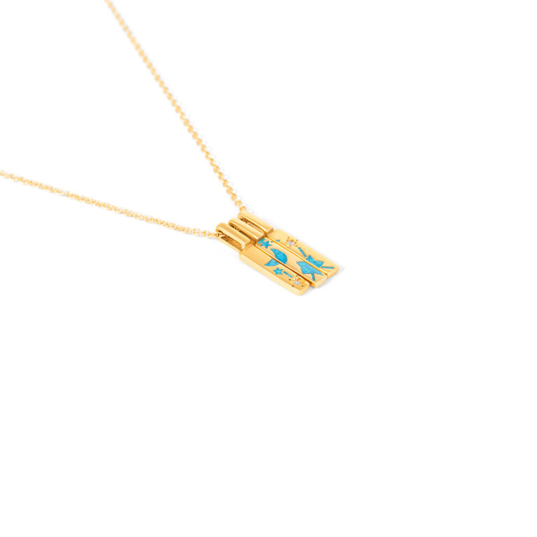 Moon and star enamel gold necklaceMoon and star enamel gold necklace g
