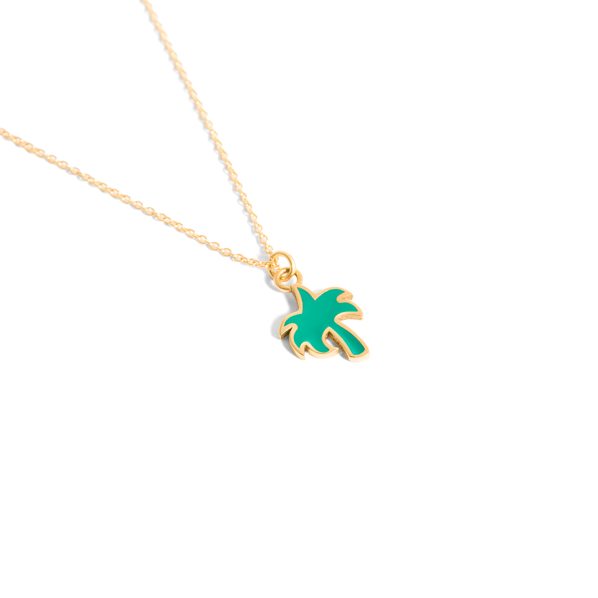 Palm enamel gold necklace g