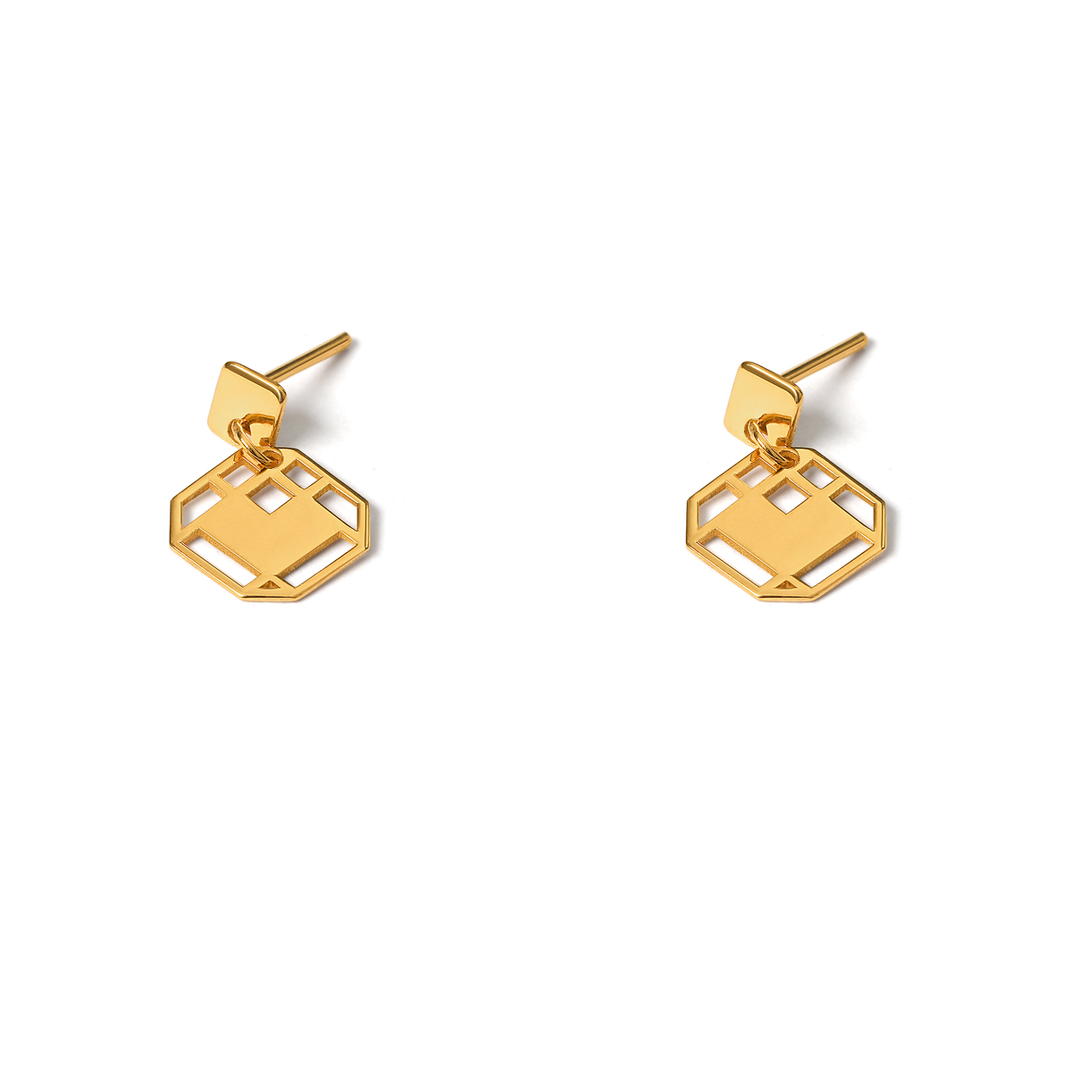 Square gold earrings g