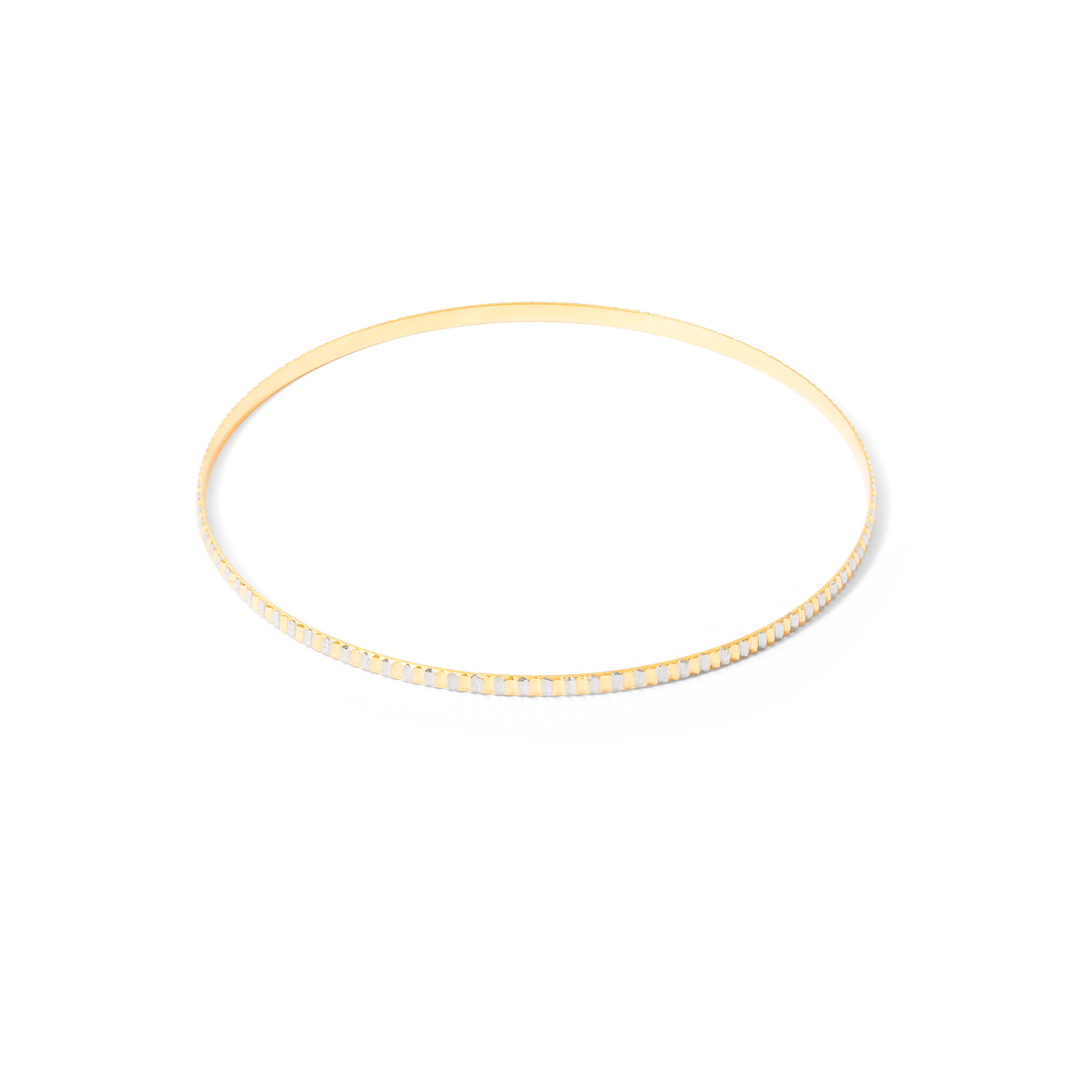 Two tone grooved gold bangle g