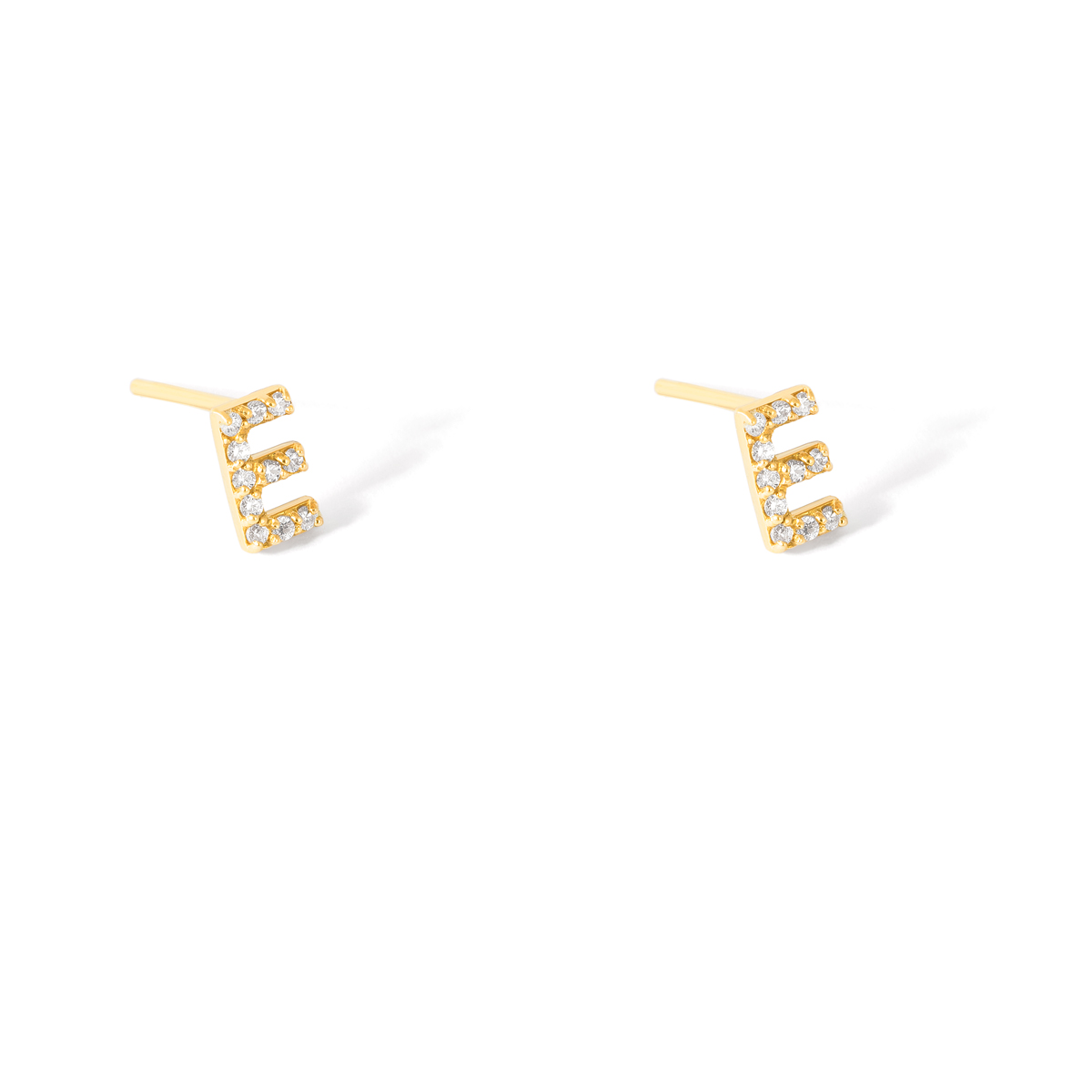 Gold letter E earrings g