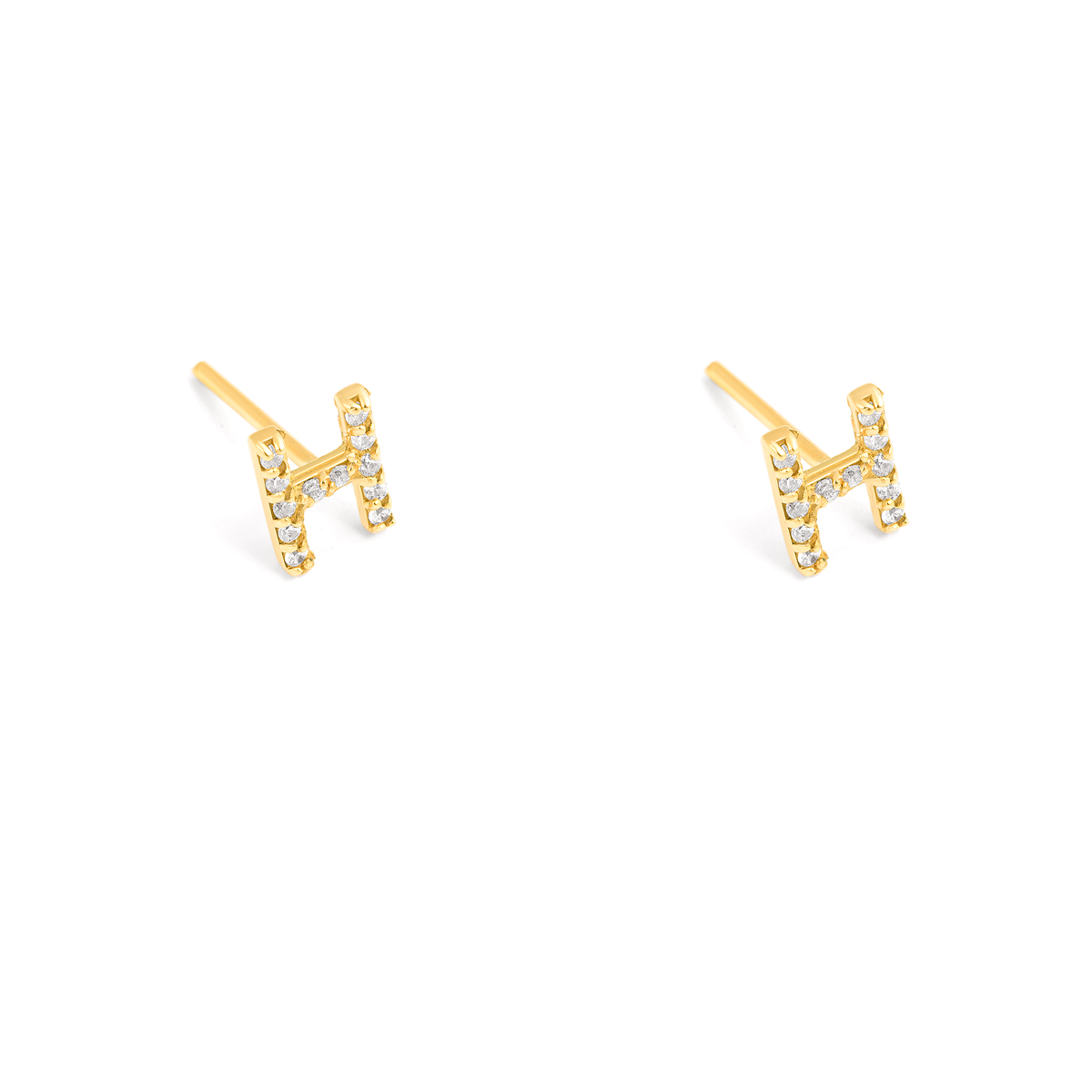 Gold letter H earrings g