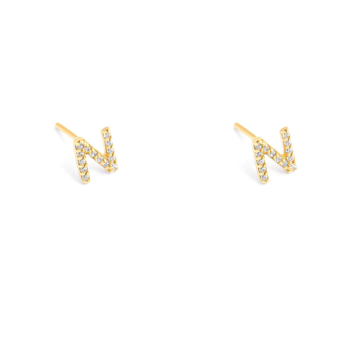 Gold letter N earrings g