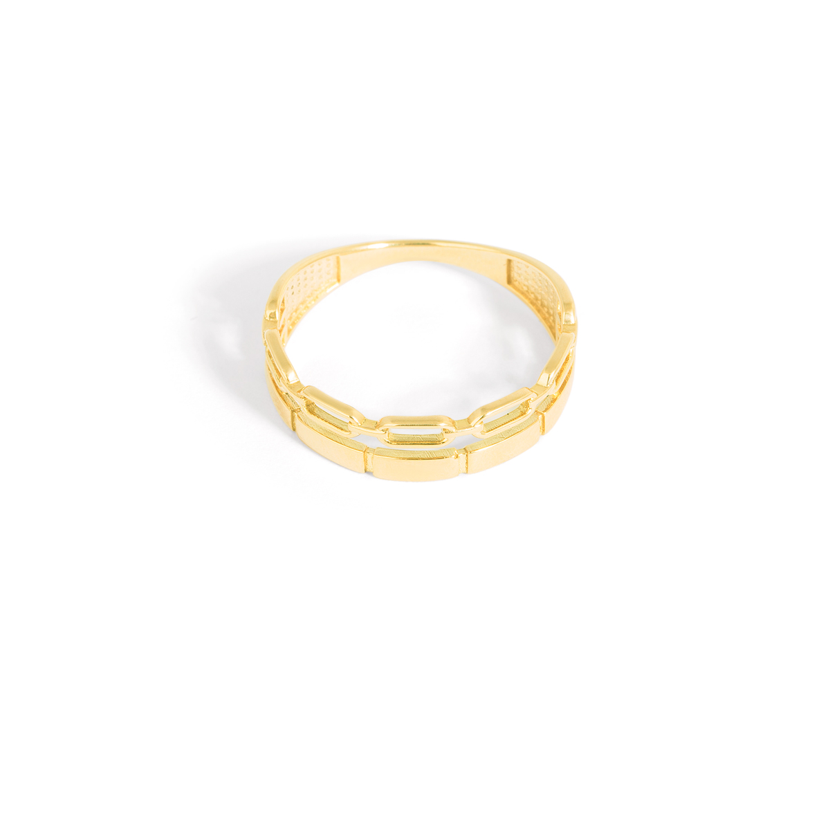 Gold ring with two chain rings g