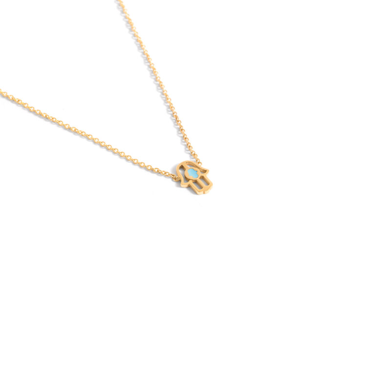 Hamsa handmade enamel gold necklace g