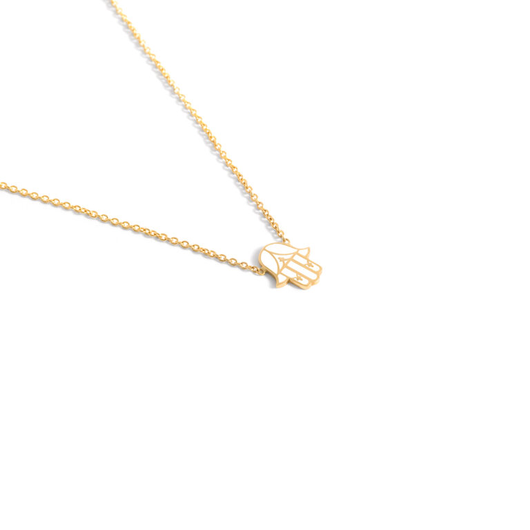 Hamsa handmade enamel gold necklace g