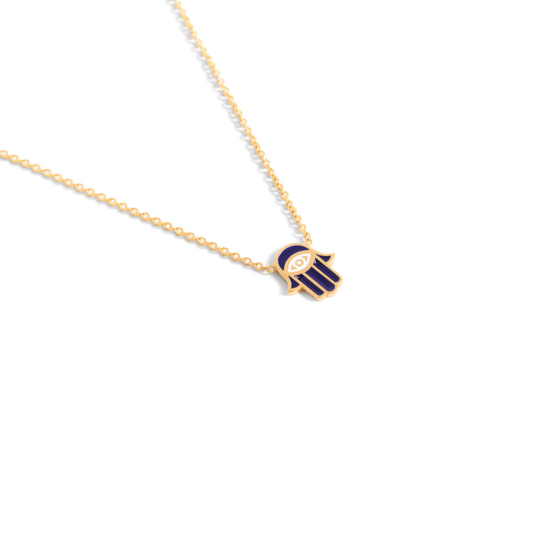 Hamsa handmade enamel gold necklace g