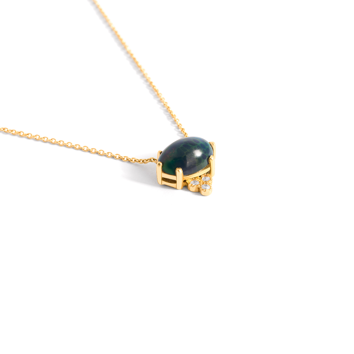 Helena green opal gold necklace g