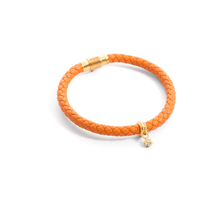 Pandora flower leather gold bracelet g