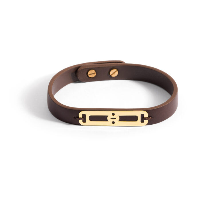 Plate leather gold bracelet g