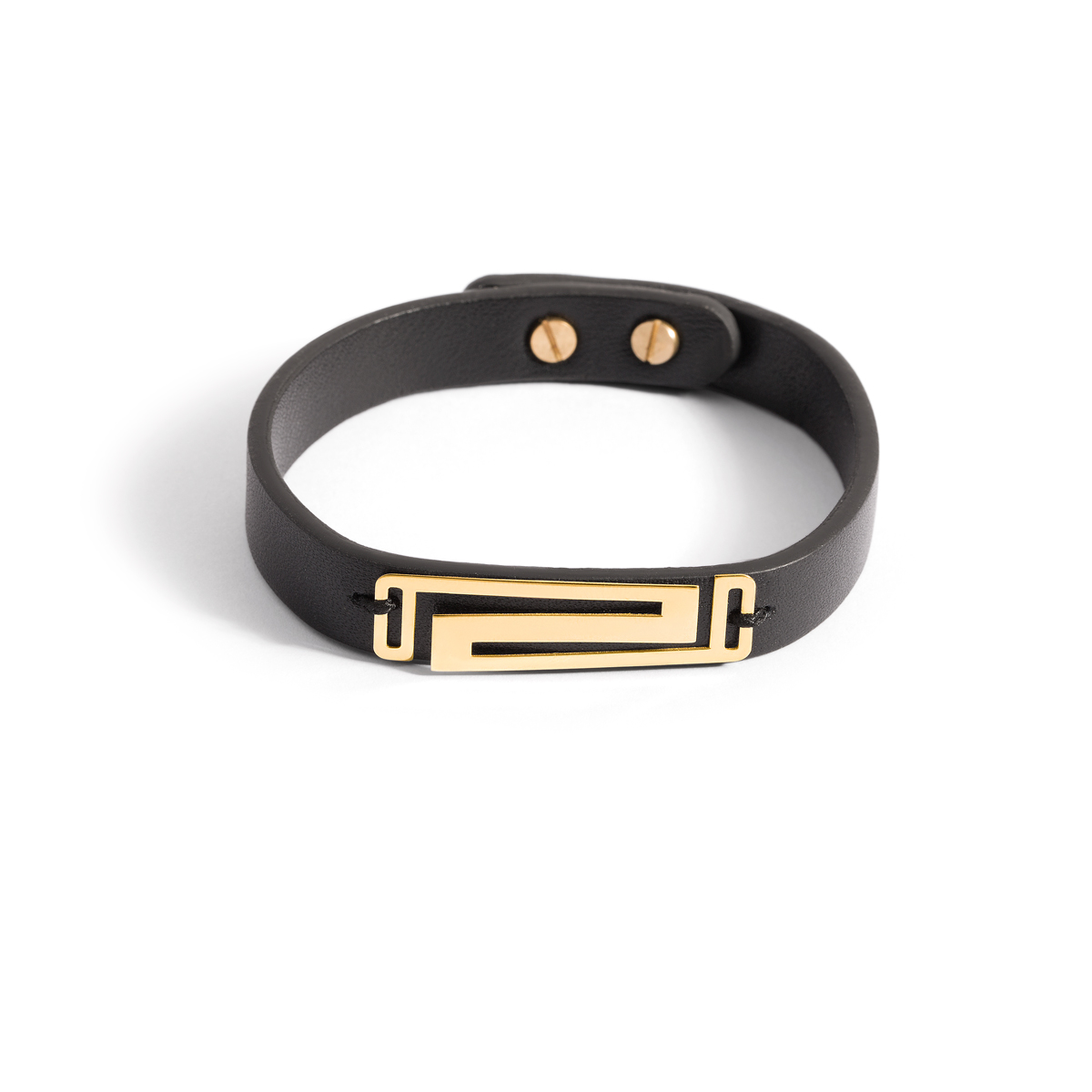 Rectangular leather gold bracelet g