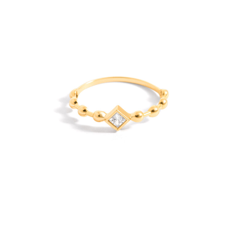 Single gem ball gold ring g