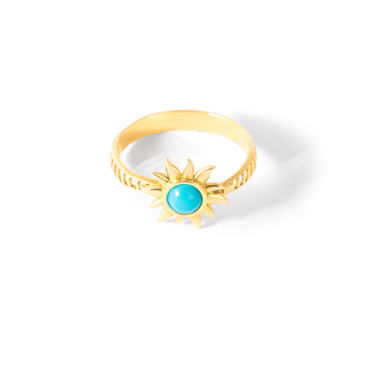 Sun turquoise gold ring g