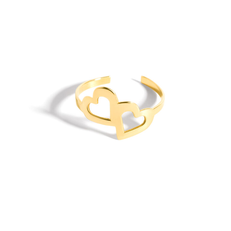 Two heart gold ring g