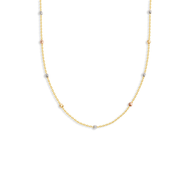 Twotone gold ball necklace g
