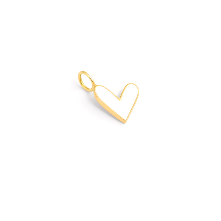 White enamel heart gold pendant g