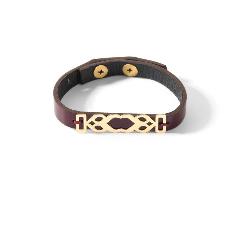 دستبند طلا چرمی پلیت اسلیمی