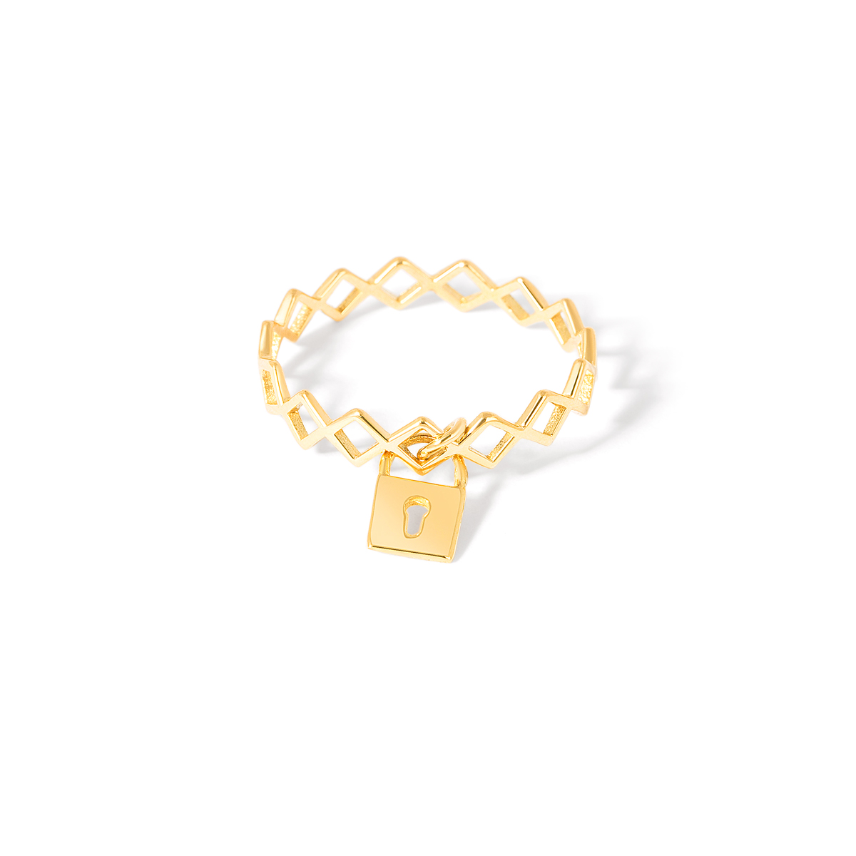 Gold zigzag lock ring g