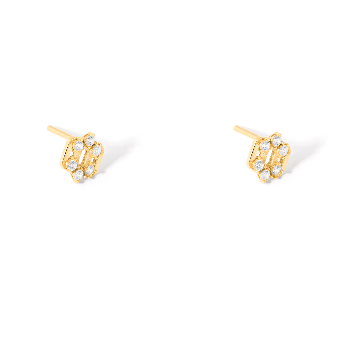 Hexagonal gold earrings with jewels g