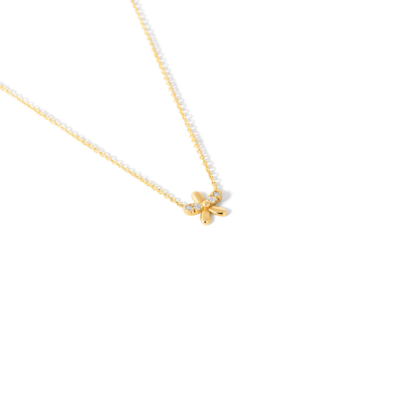 Plumeria flower gold necklace g
