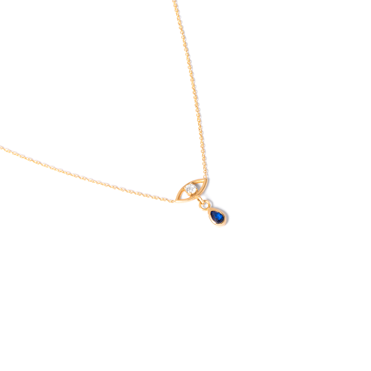 Eye and marquise gold necklace g